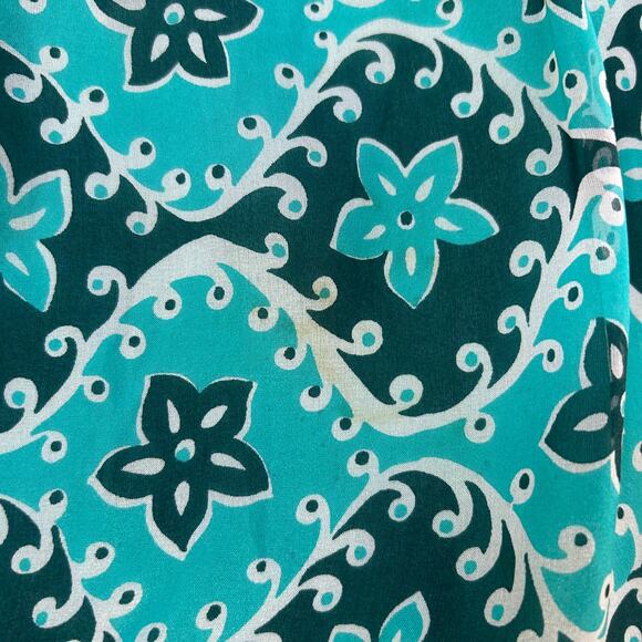 Vintage Milly NY Silk Halter Mini Dress Teal Floral Y2K Party Backless Size 2 - Picture 5 of 12